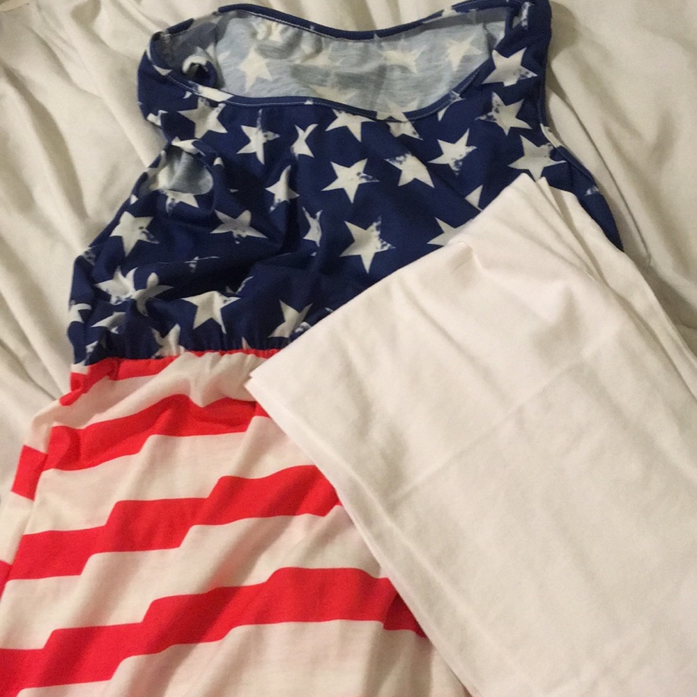 Fourth of July dress and white Capri leggings